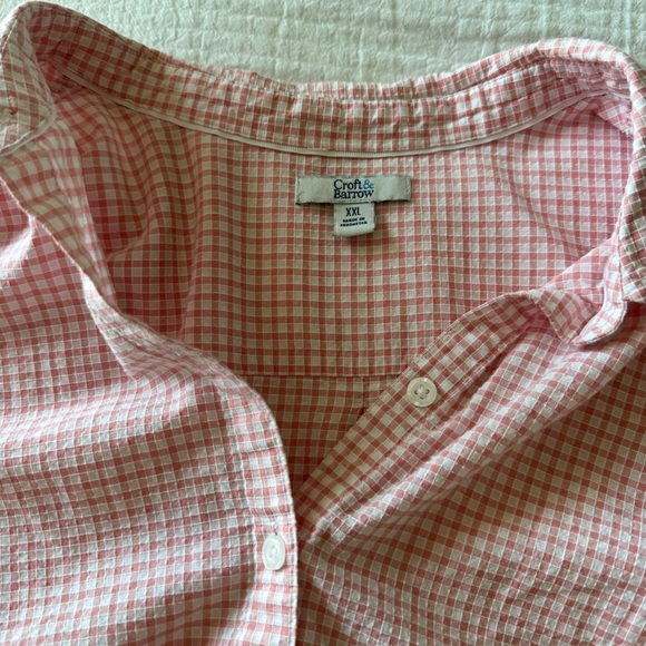 Croft & Barrow Cotton Pink Gingham Button-Up Shirt XXL - Picture 4 of 9